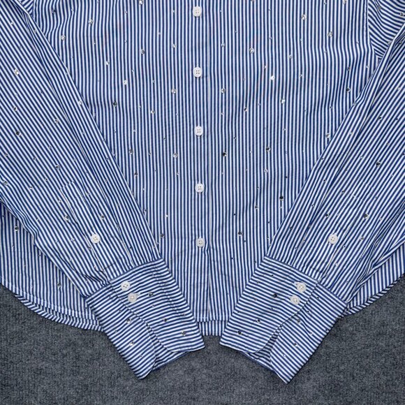 J.Crew Garcon Pinstripe Shirt Crop Crystal Detail Poplin Preppy Coastal Women 10 - Picture 4 of 13